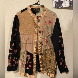 Alex Ku coat Xtra-L embroidered patchwork